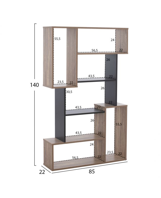 ΒΙΒΛΙΟΘΗΚΗ SHAY HM8768.02 85X22X140 ΓΚΡΙ