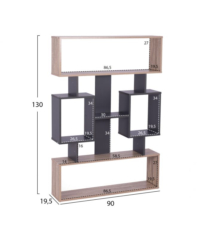 ΒΙΒΛΙΟΘΗΚΗ CHANDLER HM8769.02 90X19.5X130  ΓΚΡΙ