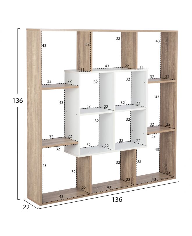 ΒΙΒΛΙΟΘΗΚΗ BRODY HM8771.01 136X22X136 ΛΕΥΚΟ