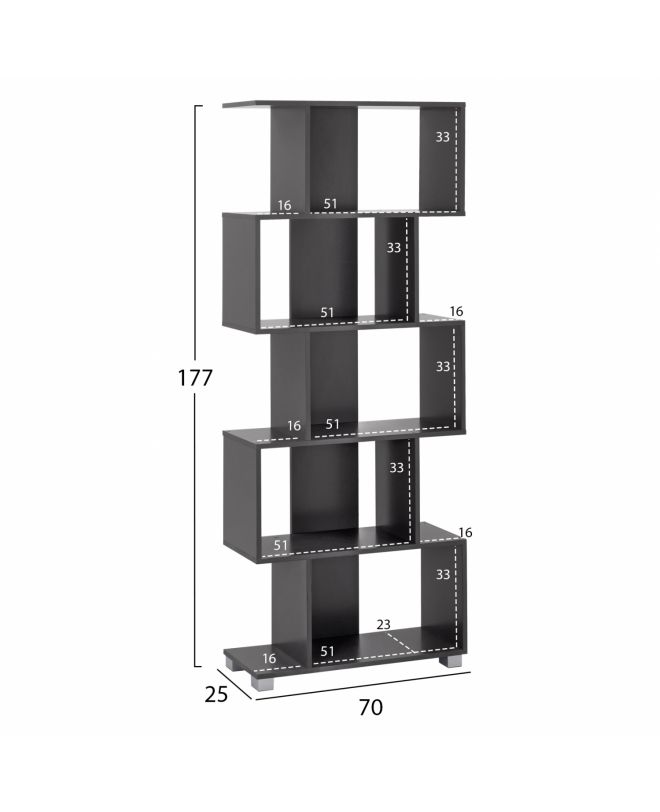 ΒΙΒΛΙΟΘΗΚΗ ΜΕΛΑΜΙΝΗΣ HM2385.10 ΓΚΡΙ 70x25x177Υ εκ.