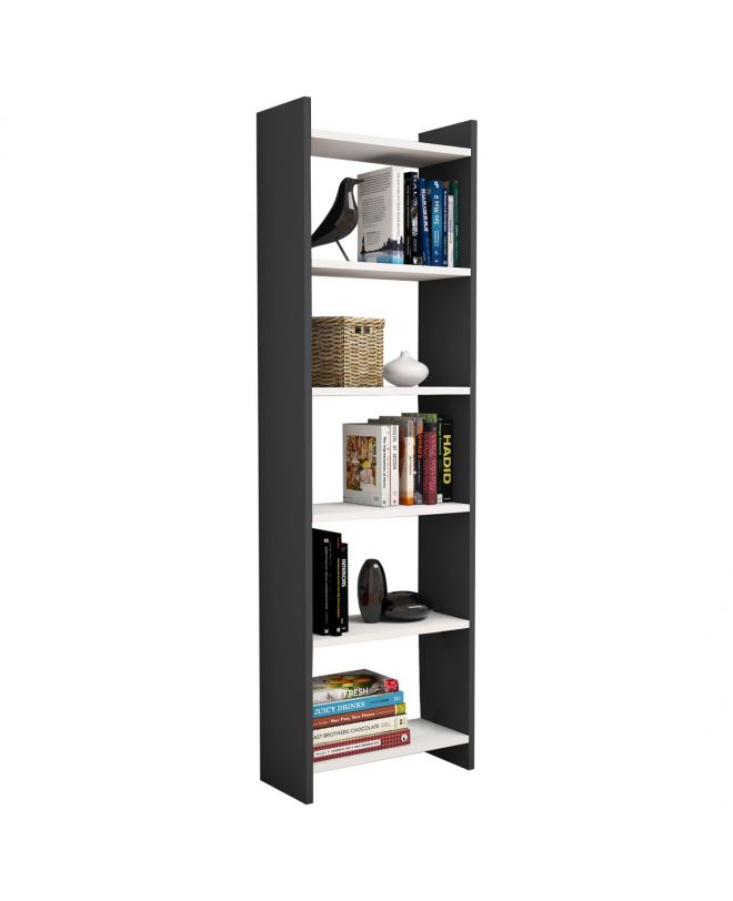 ΒΙΒΛΙΟΘΗΚΗ ΜΕΛΑΜΙΝΗΣ ΓΚΡΙ-ΛΕΥΚΟ HM9226.13 48,5x22x160Υ εκ.