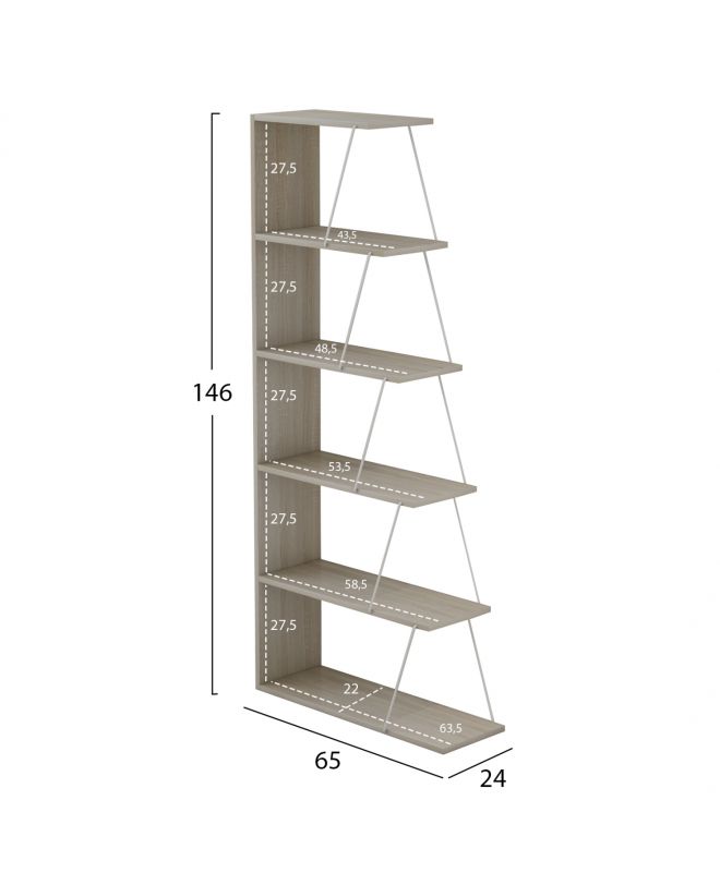 ΒΙΒΛΙΟΘΗΚΗ ΜΕΛΑΜΙΝΗΣ MINI TARS SONOMA ΛΕΥΚΟ HM2241.11 65x22-24x146Υεκ.