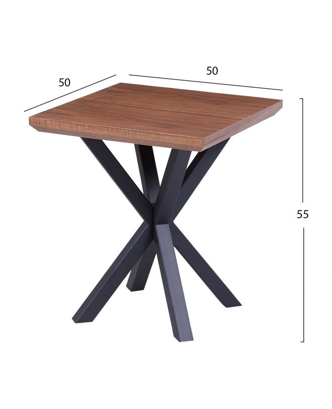 ΒΟΗΘΗΤΙΚΟ ΤΡΑΠΕΖΑΚΙ ΣΑΛΟΝΙΟΥ HM9471.02 MDF ΜΕ ΚΑΠΛΑΜΑ ΑΠΟ ΞΥΛΟ ΚΑΡΥΔΙΑΣ-ΜΕΤΑΛ.ΒΑΣΗ 50x50x58Υεκ.