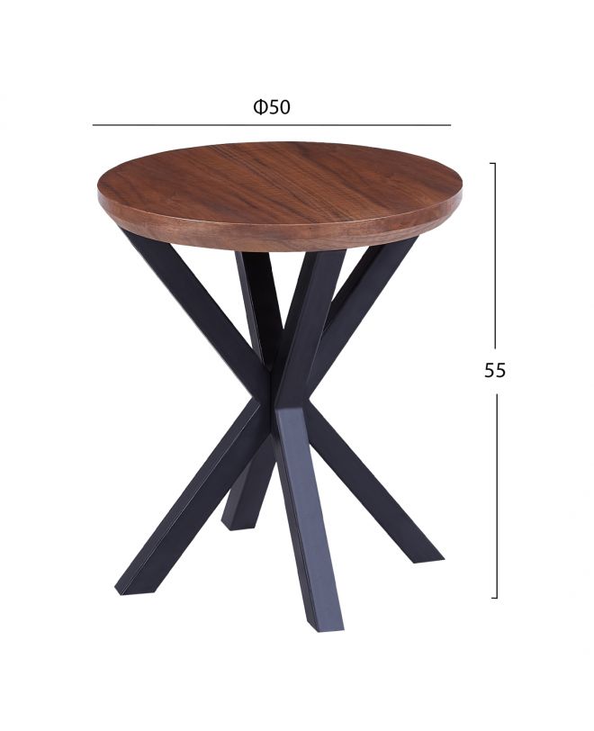 ΒΟΗΘΗΤΙΚΟ ΤΡΑΠΕΖΑΚΙ ΣΤΡΟΓΓΥΛΟ HM9473.02 MDF ΜΕ ΚΑΠΛΑΜΑ ΑΠΟ ΞΥΛΟ ΚΑΡΥΔΙΑΣ Φ50x55Yεκ.