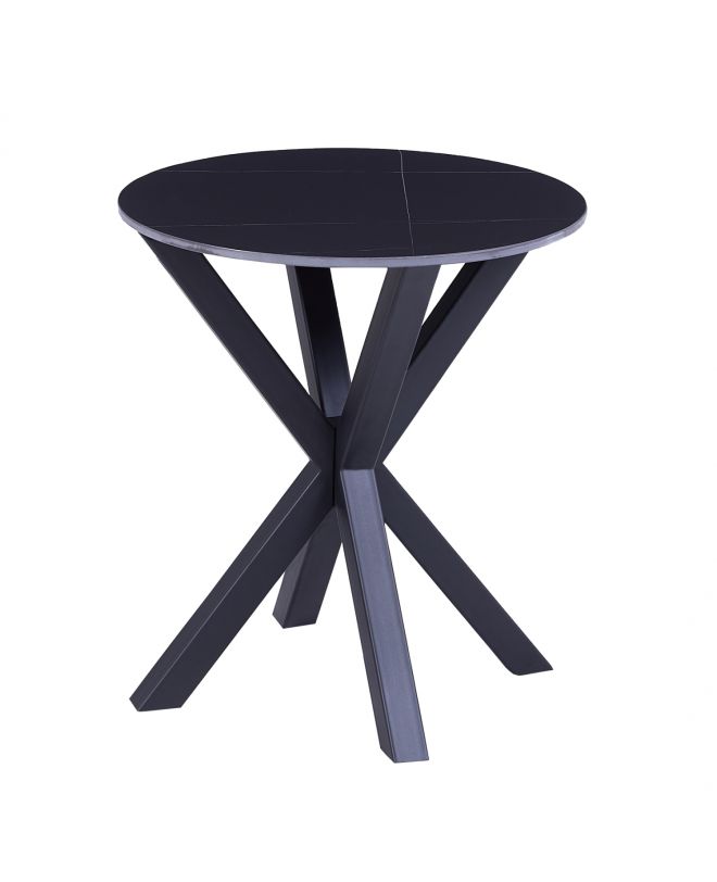 ΒΟΗΘΗΤΙΚΟ ΤΡΑΠΕΖΑΚΙ ΣΤΡΟΓΓΥΛΟ HM9473.04 BLACK MARBLE ΕΠΙΦΑΝΕΙΑ ΜΑΥΡΗ ΒΑΣΗ Φ50x55Yεκ.