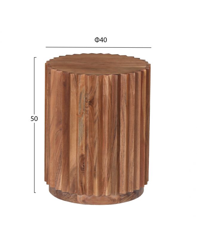 ΒΟΗΘΗΤΙΚΟ ΤΡΑΠΕΖΙ ΣΤΡΟΓΓΥΛΟ SEDGE HM9696 ΜΑΣΙΦ ΑΚΑΚΙΑ-ΦΥΣΙΚΟ ΧΡΩΜΑ Φ40x50Υεκ.