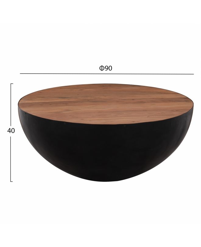 ΔΙΑΚΟΣΜΗΤΙΚΟ ΤΡΑΠΕΖΙ ΣΑΛΟΝΙΟΥ BOWL Φ90X40Yεκ. ΜΑΥΡΟ ΜΕ ΞΥΛΟ ΑΚΑΚΙΑΣ HM8717.01