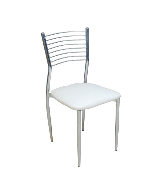 VIVIAN Καρέκλα Μέταλλο Χρώμιο, PVC Εκρού  40x44x83cm