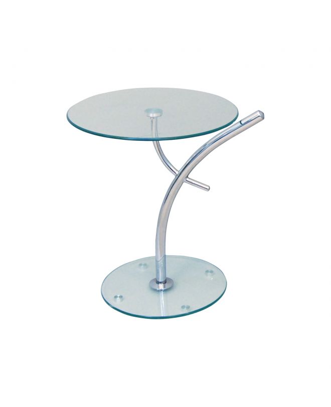RAVEL Τραπεζάκι Βοηθητικό Χρώμιο - Γυαλί Clear Tempered  Φ50cm H.58cm