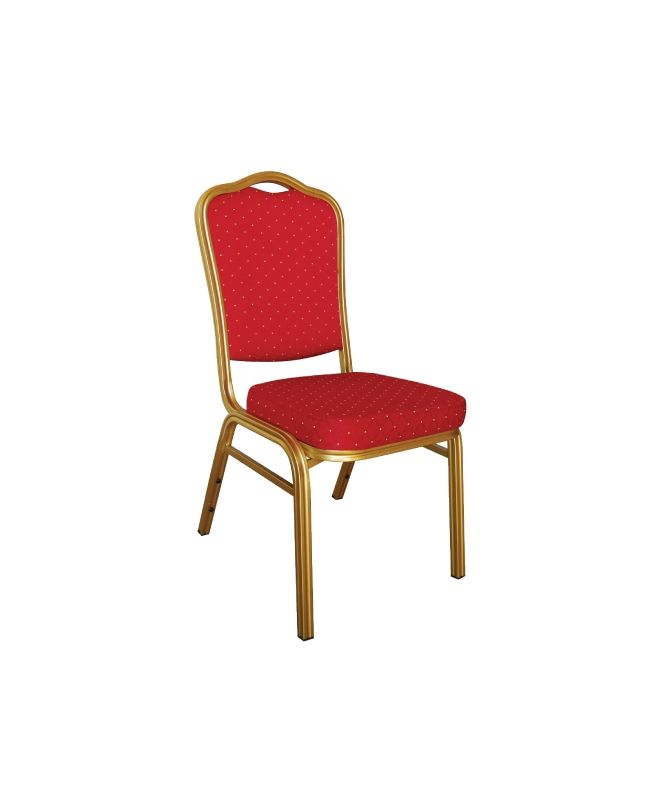 HILTON Καρέκλα Μέταλλο Βαφή Gold, Ύφασμα Κόκκινο  44x55x93cm
