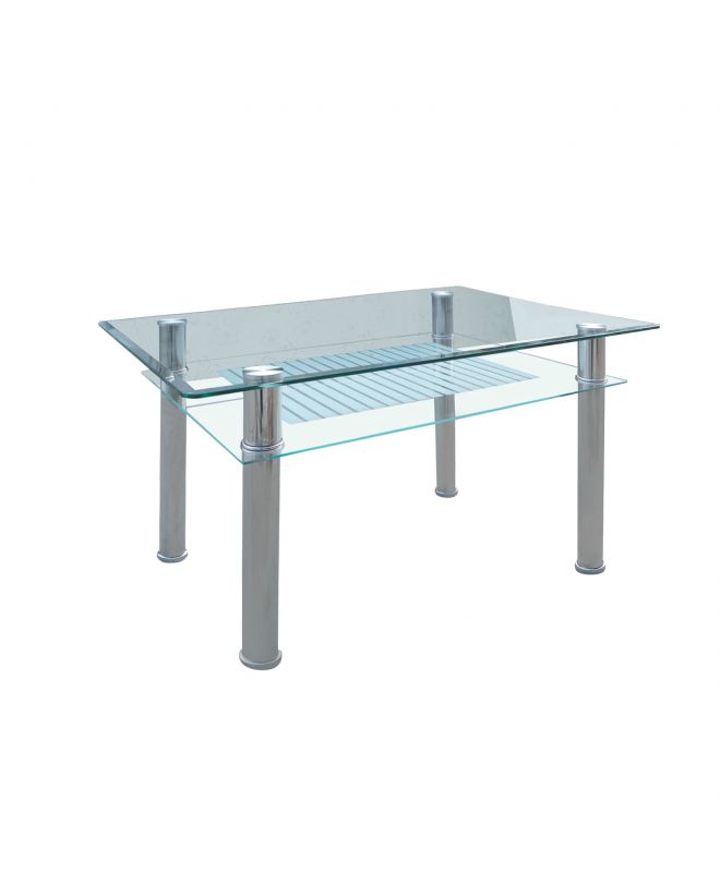VERON Τραπέζι Τραπεζαρίας Κουζίνας Inox - Γυαλί  90x60x75cm