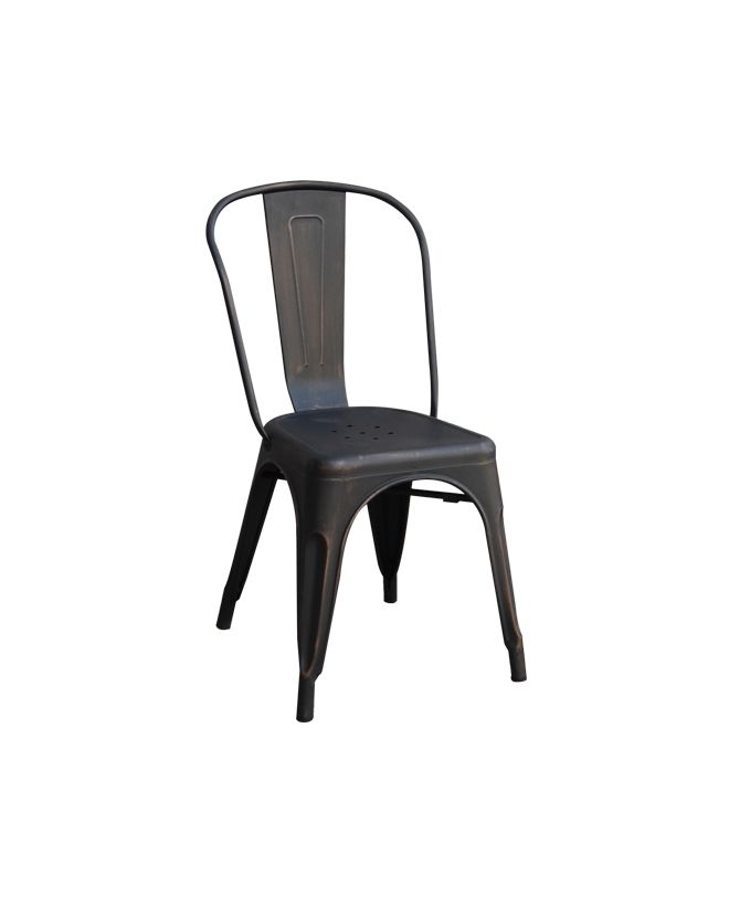 RELIX Καρέκλα-Pro, Στοιβαζόμενη, Μέταλλο Βαφή Antique Black  45x51x85cm
