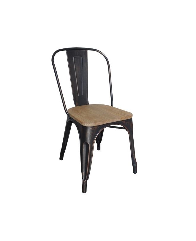 RELIX Wood Καρέκλα-Pro, Μέταλλο Βαφή Antique Black, Απόχρωση Ξύλου Natural Oak  45x51x85cm
