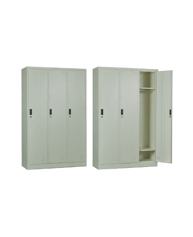 LOCKER 3 Θέσεων Ερμάριο - Ανά θέση: 3 Ράφια, Θέσεις για Κρεμάστρες, Μέταλλο Βαφή Άσπρο  115x45x185cm