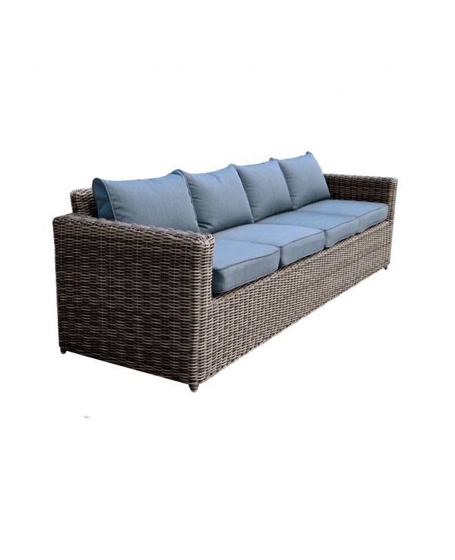 ARIZONA 4Θέσιος Καναπές Κήπου ALU, 4mm Half-Round Wicker Grey Brown, Μαξιλάρια Ανθρακί  252x77x73cm