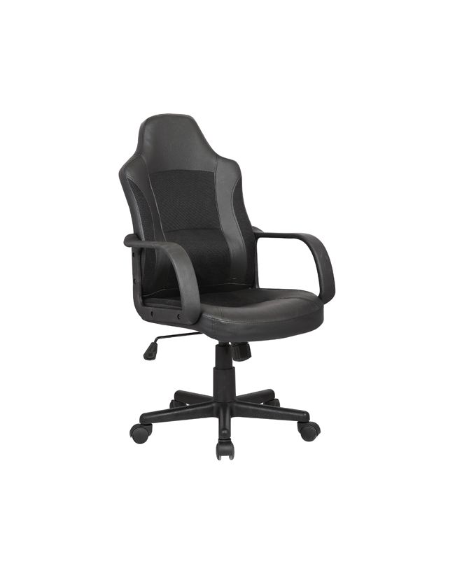 BF2850 Πολυθρόνα Γραφείου Διευθυντή, Mesh Μαύρο, PU Μαύρο  55x60x97/107cm