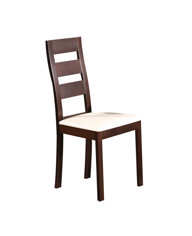 MILLER Καρέκλα Οξιά Σκούρο Καρυδί, PVC Εκρού  45x52x97cm