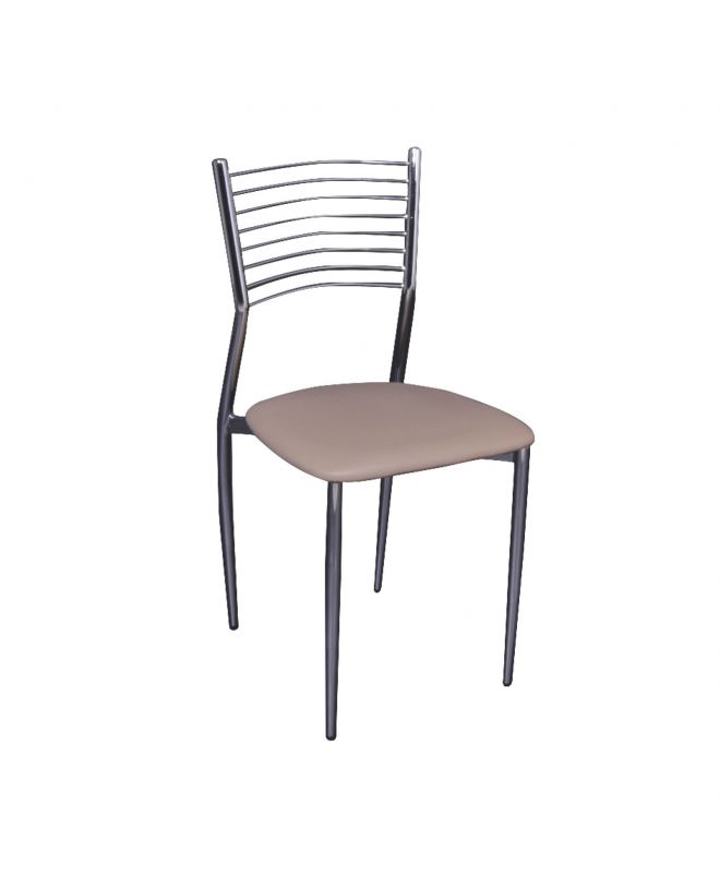 VIVIAN Καρέκλα Μέταλλο Χρώμιο, PVC Cappuccino  40x44x83cm