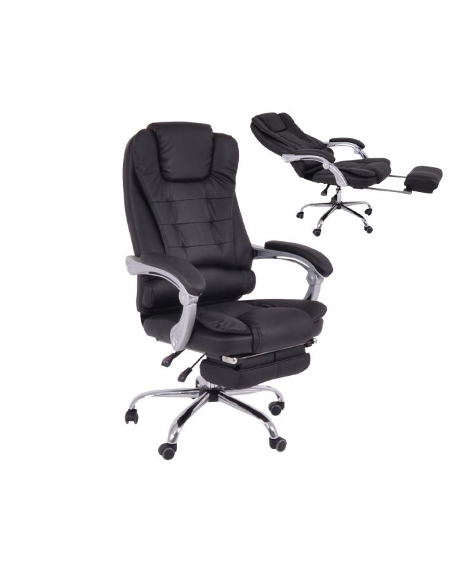 BF9700 Relax Πολυθρόνα Γραφείου Διευθυντή, με Υποπόδιο, Βάση Χρώμιο,PU Μαύρο  67x72x120/128cm