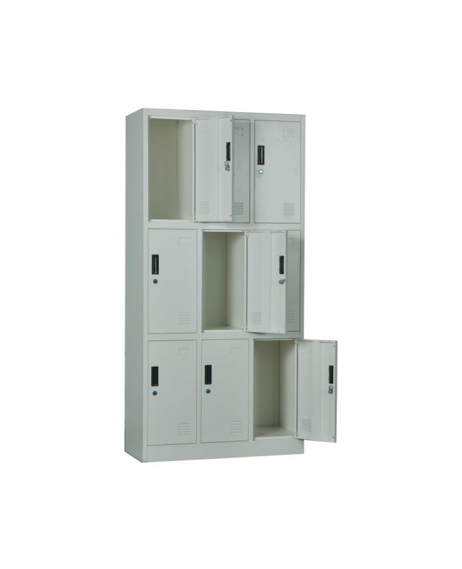 LOCKER 9 Θέσεων Φοριαμός - Ερμάριο, Μέταλλο Βαφή Γκρι  90x40x185cm