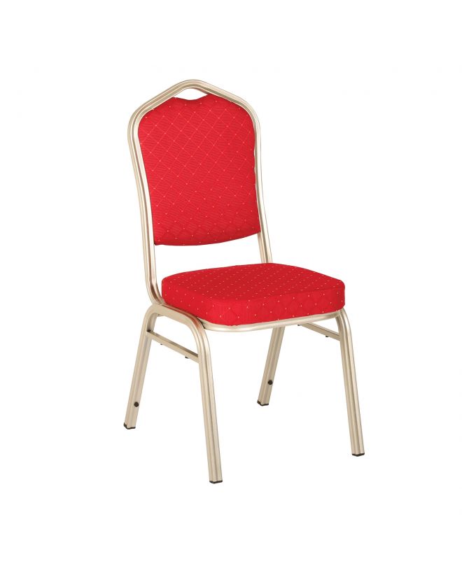 HILTON Καρέκλα Μέταλλο Βαφή Light Gold, Ύφασμα Κόκκινο  44x55x93cm