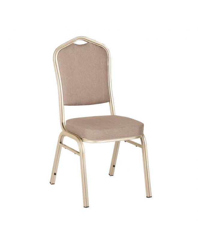 HILTON Καρέκλα Μέταλλο Βαφή Light Gold, Ύφασμα Γκρι  44x55x93cm