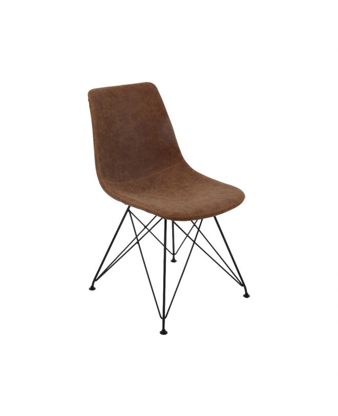 PANTON Καρέκλα Μέταλλο Βαφή Μαύρο, PU Vintage Brown  43x57x81cm