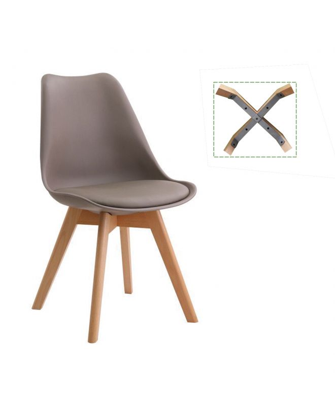 MARTIN Καρέκλα Τραπεζαρίας Metal Cross Ξύλο, PP Sand Beige, Αμοντάριστη Ταπετσαρία  48x56x82cm