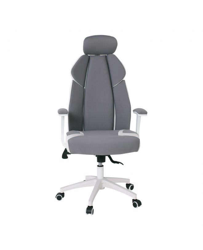 BF8300 Πολυθρόνα Γραφείου Διευθυντή, Microfiber Γκρι PU Άσπρο  64x72x122/130cm