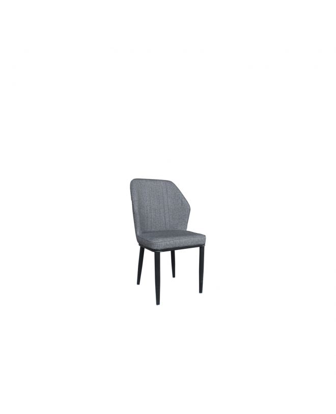 DELUX Καρέκλα Μέταλλο Βαφή Μαύρο, Linen PU Ανθρακί  49x51x89cm
