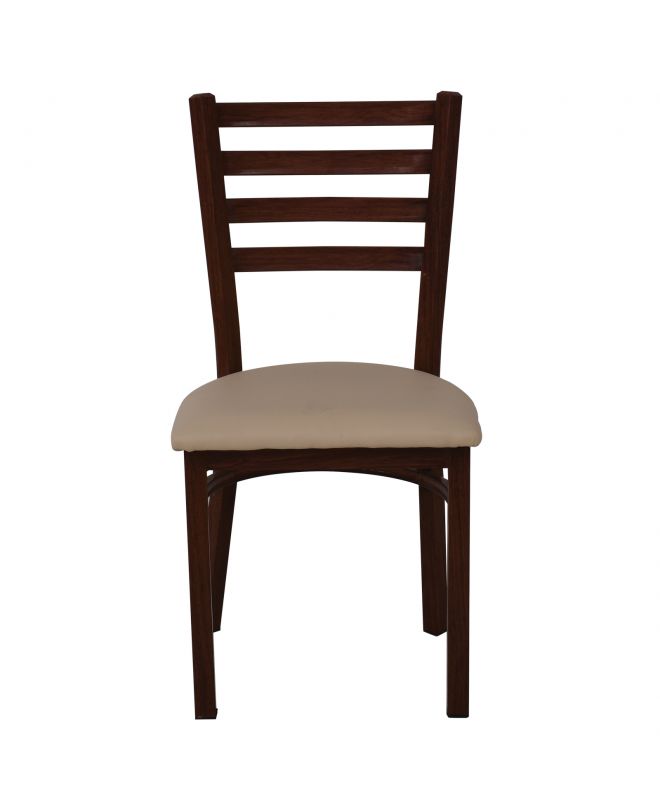 NATURALE STEEL Καρέκλα Τραπεζαρίας, Μέταλλο Βαφή Καρυδί, PU Μπεζ  43x46x85cm