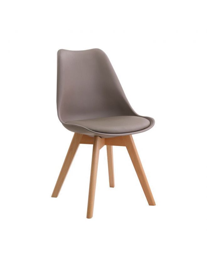 MARTIN Καρέκλα Ξύλο, PP Sand Beige Μονταρισμένη Ταπετσαρία  49x57x82cm