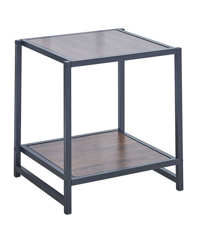 ATOS Κομοδίνο Μέταλλο Βαφή Μαύρο - Mdf Καρυδί  48x44x50cm
