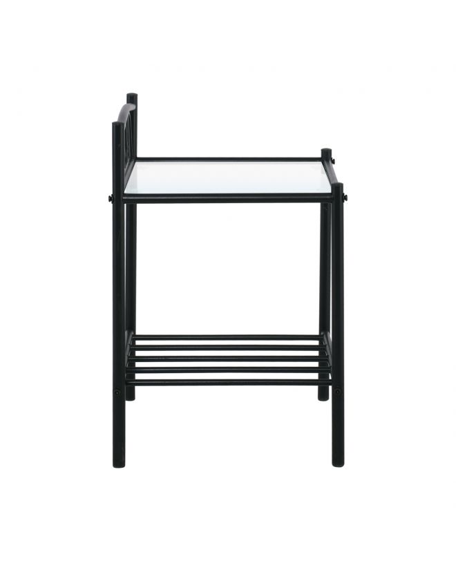 RADO Κομοδίνο Μέταλλο Βαφή Μαύρο, Γυαλί 5mm  40x40x64cm