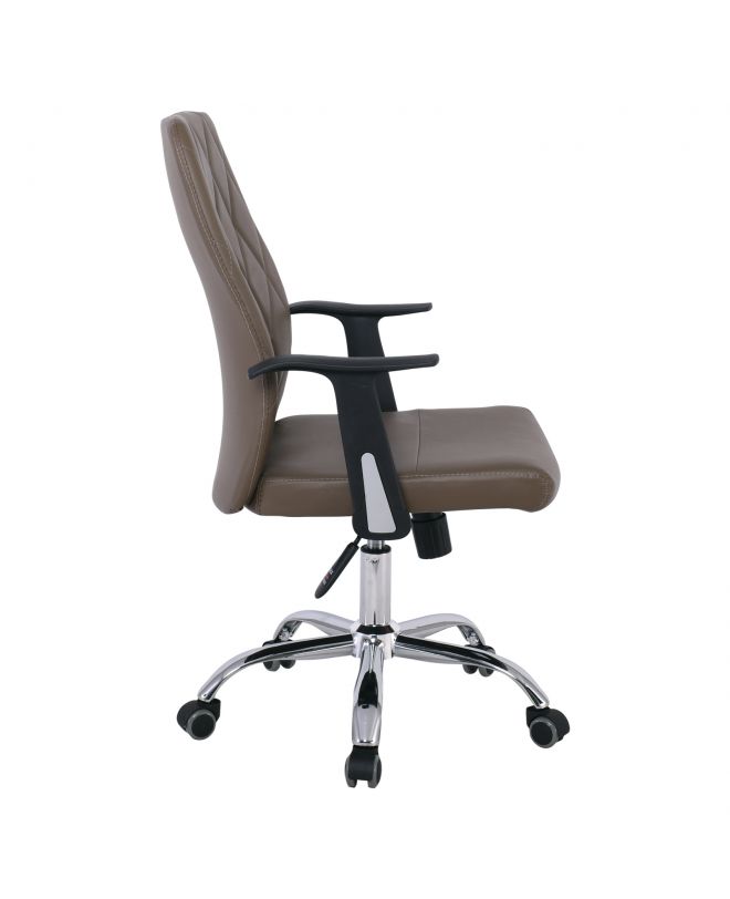 BF1450  Πολυθρόνα Διευθυντή Μέταλλο Χρώμιο - PU Cappuccino  64x64x94/104cm