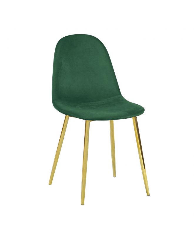 CELINA Καρέκλα Χρώμιο Χρυσό, Ύφασμα Velure, Απόχρωση Forest Green  45x54x85cm