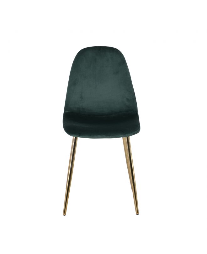 CELINA Καρέκλα Χρώμιο Χρυσό, Ύφασμα Velure, Απόχρωση Forest Green  45x54x85cm