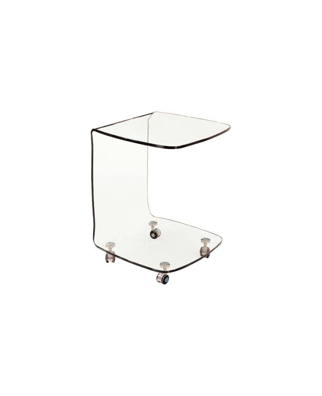 GLASSER Trolley Τραπεζάκι Βοηθητικό, Διάφανο Γυαλί 10mm  45x45x60cm