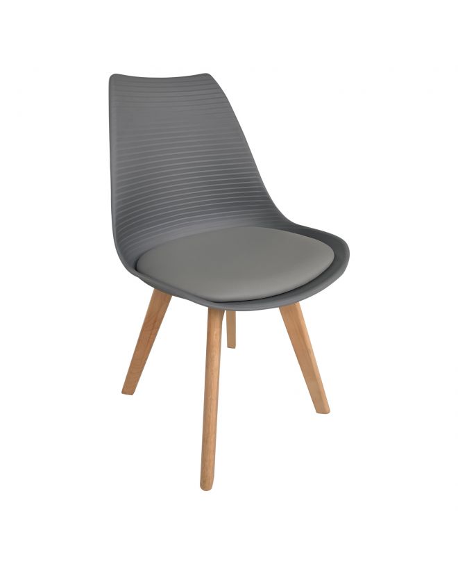 MARTIN STRIPE Καρέκλα Ξύλινο Πόδι, PP Γκρι  49x56x82cm