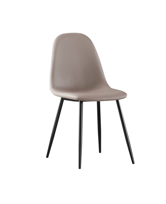 CELINA Καρέκλα Μέταλλο Βαφή Μαύρο, Pvc Cappuccino  45x54x85cm