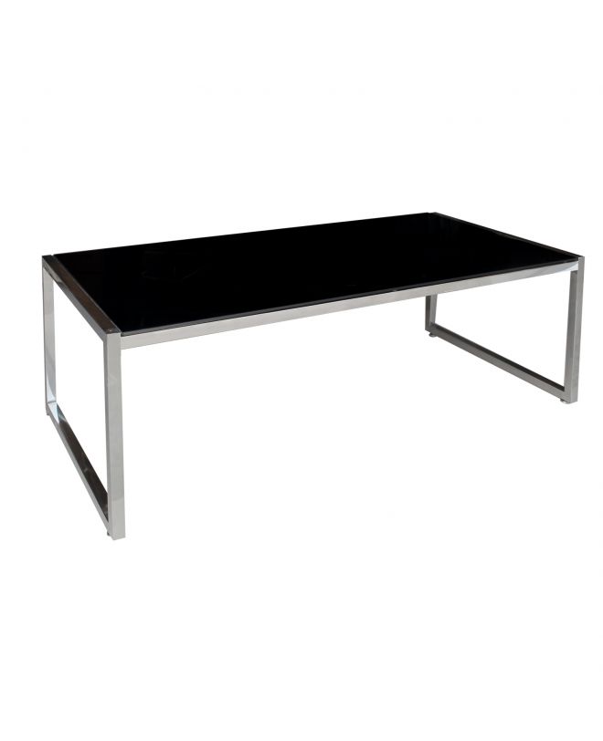 ACTION Τραπεζάκι Σαλονιού - Καθιστικού 120x60cm Inox - Μαυρό Γυαλί 8mm  120x60x45cm