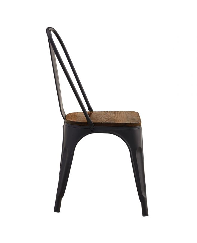 RELIX Wood Καρέκλα Μέταλλο Βαφή Μαύρο Extra Matte, Κάθισμα Dark Oak, Στοιβαζόμενη  45x53x85cm