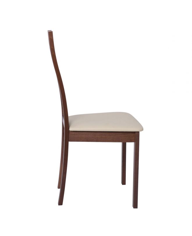 MILLER Καρέκλα Οξιά Καρυδί, PVC Εκρού  45x52x97cm