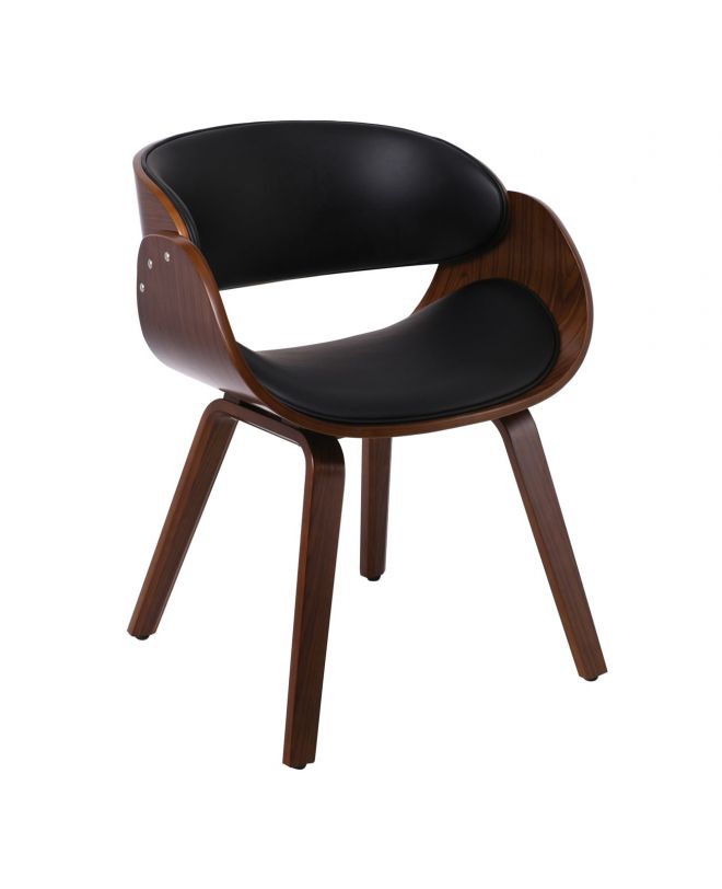 JOY Πολυθρόνα-Pro Τραπεζαρίας Καρυδί, Pu Μαύρο  58x53x75cm