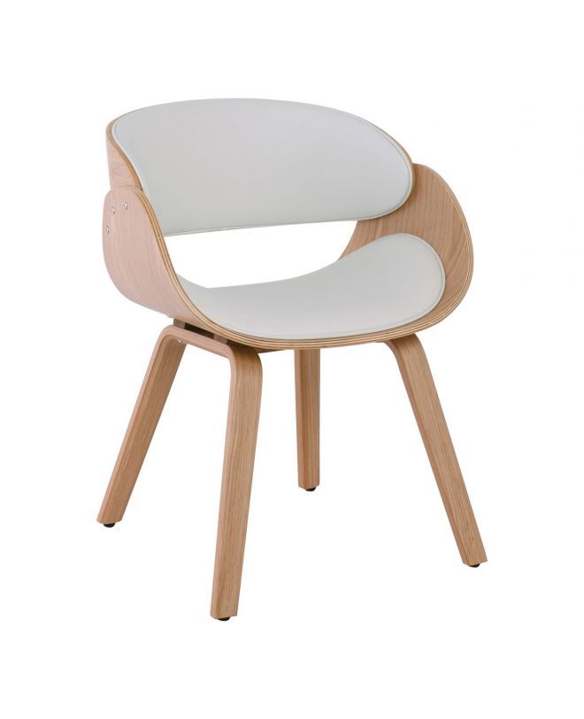 JOY Πολυθρόνα-Pro Τραπεζαρίας, Φυσικό, Pu Άσπρο  58x53x75cm