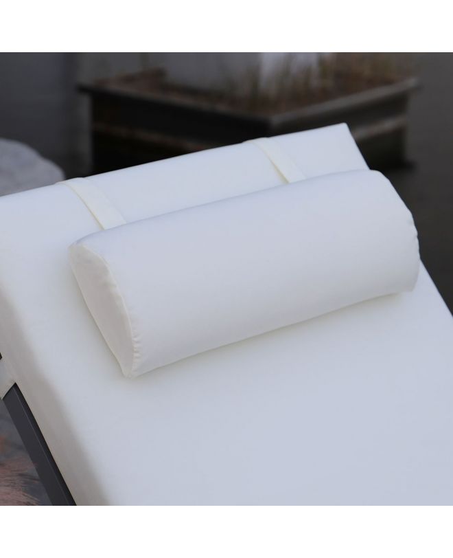 SUNLOUNGER Μαξιλάρι Ξαπλώστρας με Προσκέφαλο,  Ύφασμα Εκρού, Foam+Polyester Φερμουάρ-Velcro  196(78+118)x60x7cm