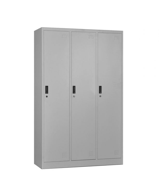 LOCKER 3 Θέσεων Ερμάριο - Ανά θέση: 3 Ράφια, Θέσεις για Κρεμάστρες, Μέταλλο Βαφή Γκρι  115x45x185cm