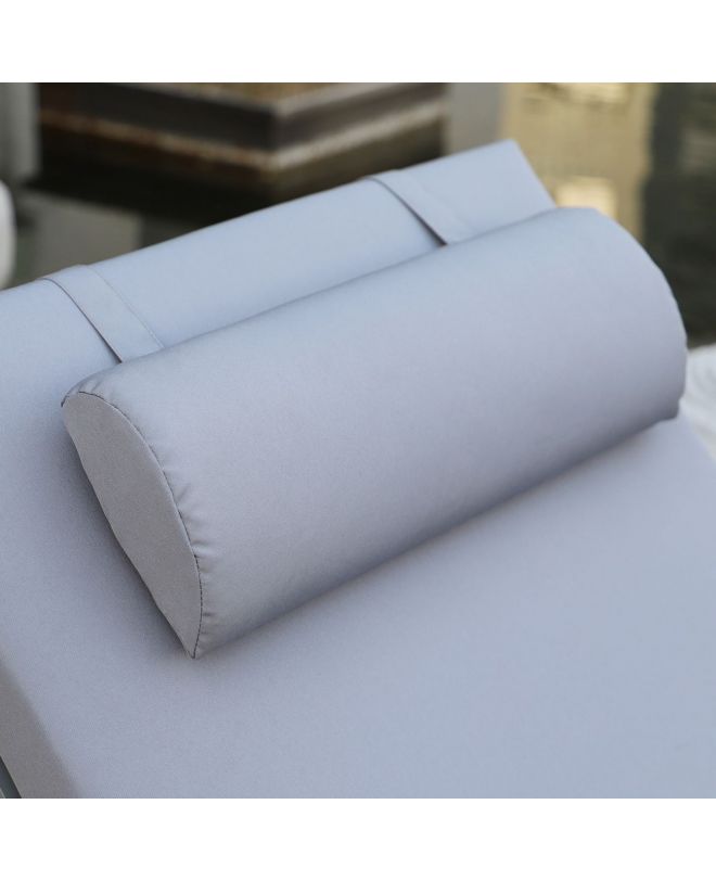 SUNLOUNGER Μαξιλάρι Ξαπλώστρας με Προσκέφαλο,  Ύφασμα Γκρι, Foam+Polyester Φερμουάρ-Velcro  196(78+118)x60x7cm