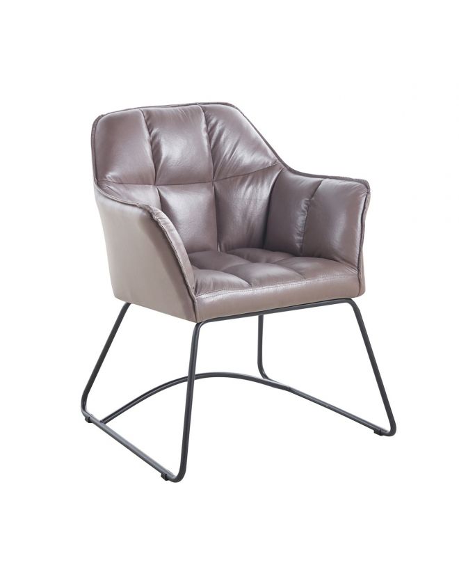 POLLY Πολυθρόνα Μέταλλο Βαφή Μαύρο, Ύφασμα Suede Cappuccino  67x64x82cm