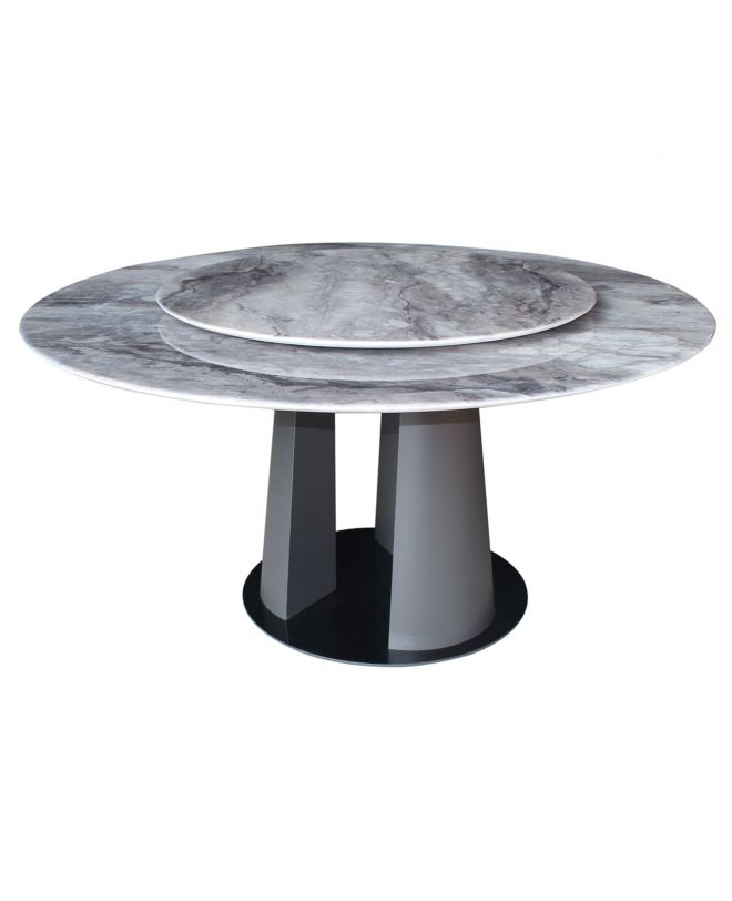 LAZY SUSAN Τραπέζι με κεντρική Περιστρεφόμενη επιφάνεια, Βάση Μέταλλο-Επιφάνεια Μάρμαρο  Φ150-95x76cm